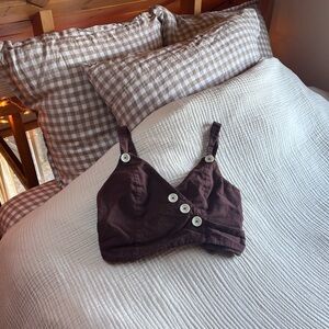 Free People Brown Cotton Blend Cropped Tank